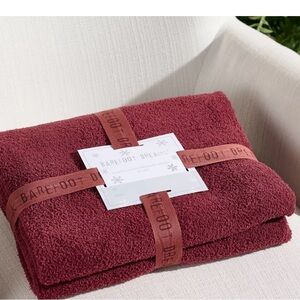 Barefoot Dreams CozyChic 45x60 Stacked Rib Border Blanket Dark Sienna NEW!